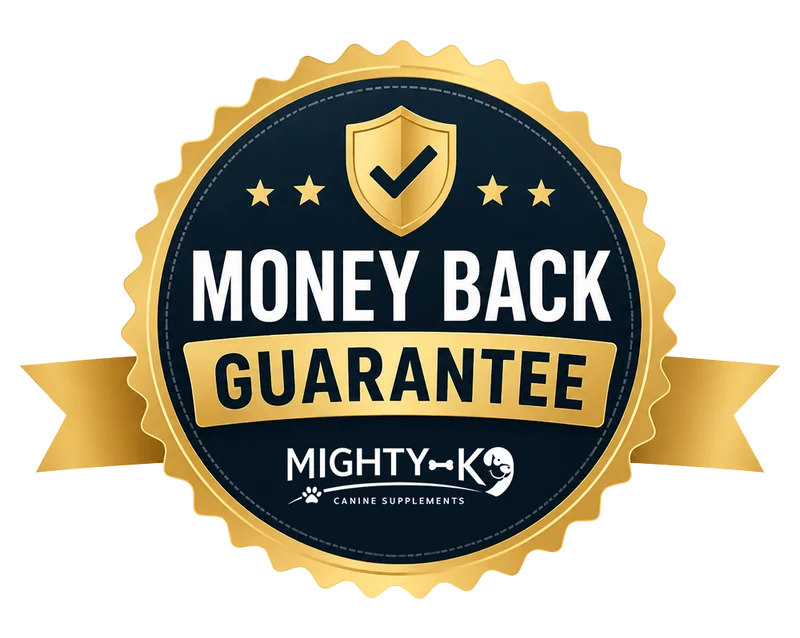 Mighty K9 money-back guarantee badge